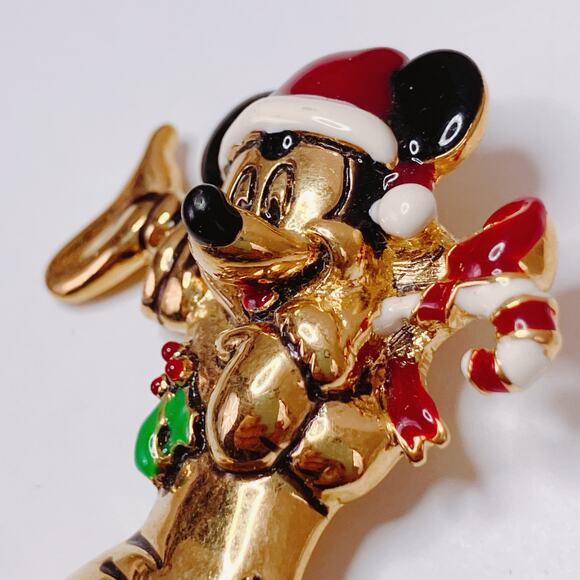 Vintage Disney Napier Mickey Mouse Christmas Stocking Gold Tone Brooch Nostalgic - Picture 5 of 11